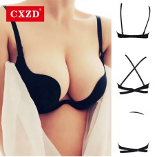  Sexy Women Lingerie U Backless Bras Underwear Deep U Low Cut Push Up Bra Intimates ECMLN Female Breathable Bralette