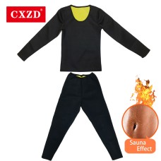  Neoprene Sweat Sauna Shirt Body Shapers Long Sleeve Shirt + Pant Waist Trainer Sauna Suit Shapewear Weight Loss Corset